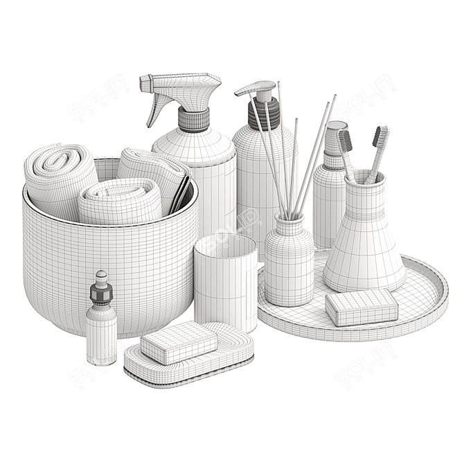 Stylish Bathroom Set 3D model image 3