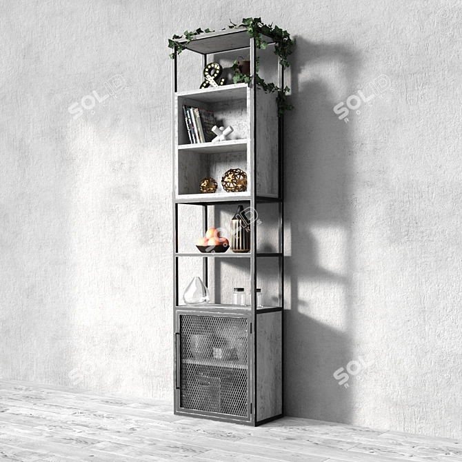 Industrial Loft 3-Tier Shelving 3D model image 4