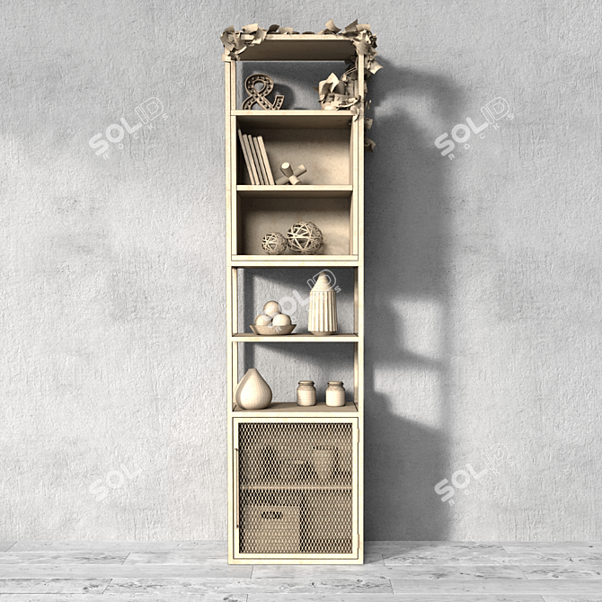 Industrial Loft 3-Tier Shelving 3D model image 5