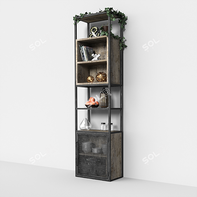 Industrial Loft 3-Tier Shelving 3D model image 7