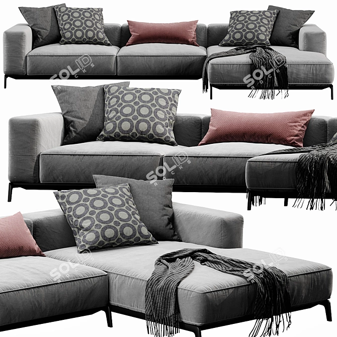 Modern Flexform Ettore Chaise Lounge 3D model image 1