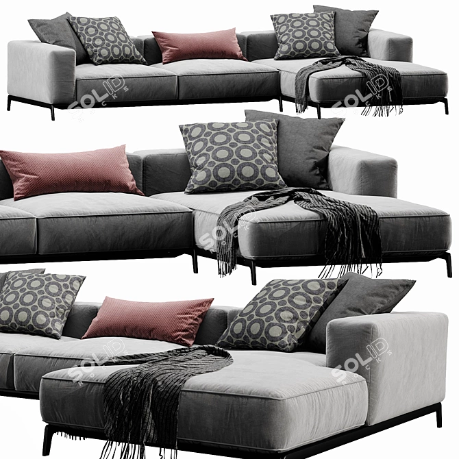 Modern Flexform Ettore Chaise Lounge 3D model image 2