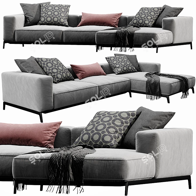 Modern Flexform Ettore Chaise Lounge 3D model image 3