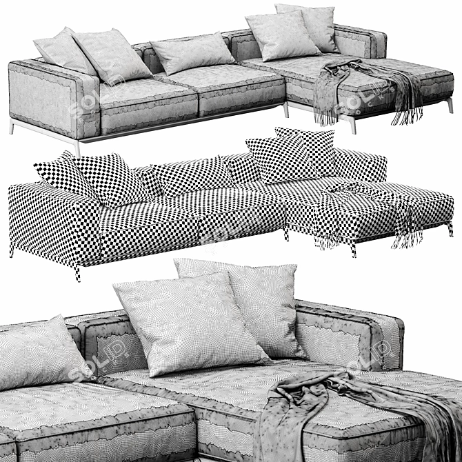 Modern Flexform Ettore Chaise Lounge 3D model image 4