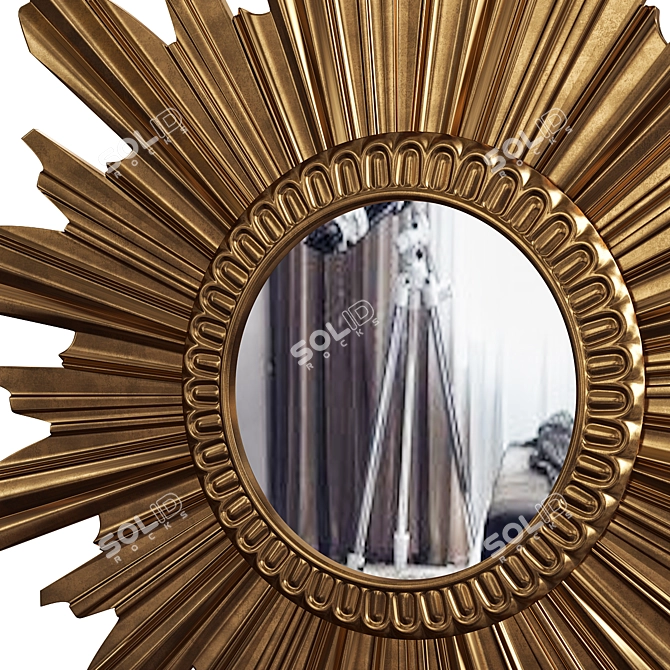 European Sunburst Mirror: Elegant and Timeless Design 3D model image 2