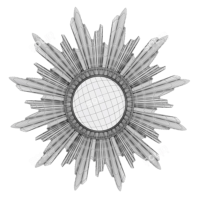 European Sunburst Mirror: Elegant and Timeless Design 3D model image 3