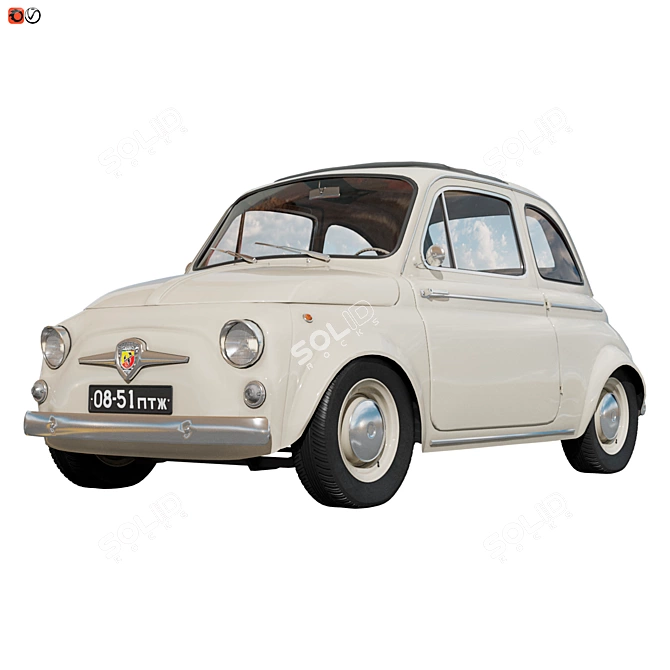 Vintage-inspired Abarth 500: Beige Beauty! 3D model image 1