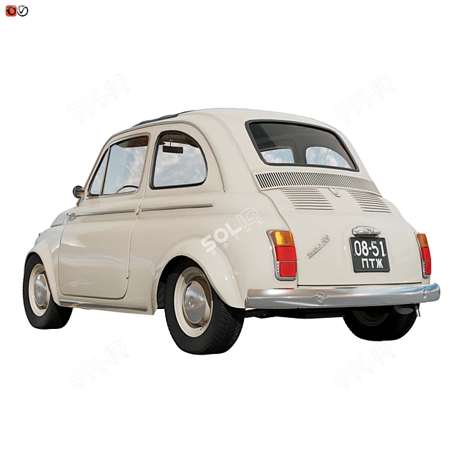 Vintage-inspired Abarth 500: Beige Beauty! 3D model image 2