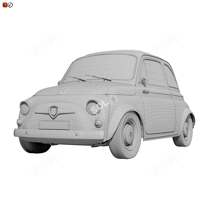 Vintage-inspired Abarth 500: Beige Beauty! 3D model image 3