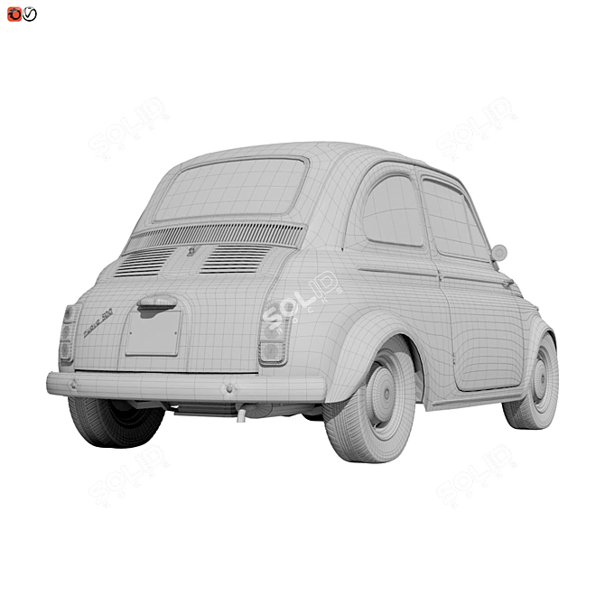 Vintage-inspired Abarth 500: Beige Beauty! 3D model image 4