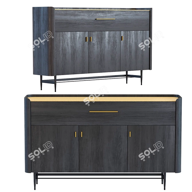 Elegant Milano Bar Cabinet 3D model image 2