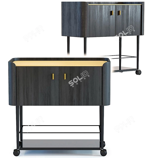 Sleek Milano Bar Trolley 3D model image 1