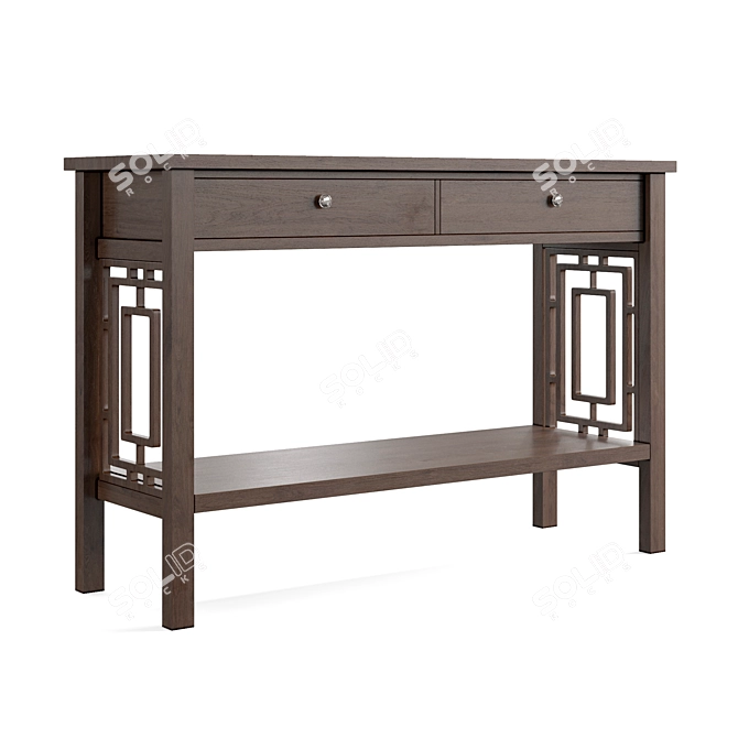 Transitional Style Console Table with Storage 3D model image 1