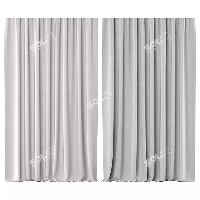 Belgian Linen Drapery - Textured Elegance for Your Windows 3D model image 2