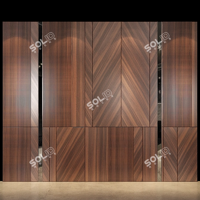 Modern Wood Wall Panel 3D model image 1