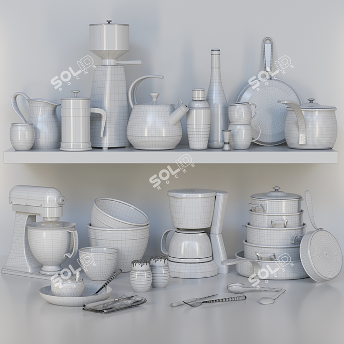 Essential Kitchen Utensils Set 3D model image 2