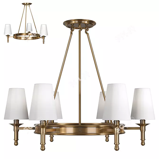 Bronze Ceiling Lamp, Owen Lyca: Elegant White Fabric Shade 3D model image 1