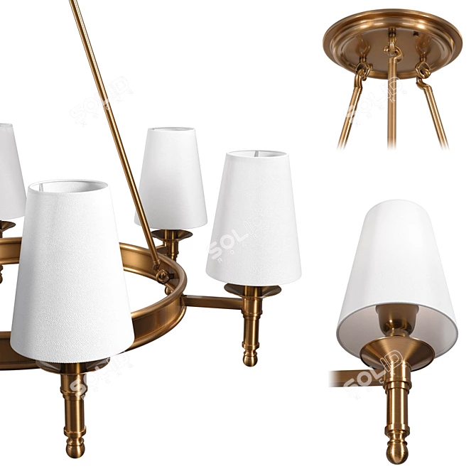 Bronze Ceiling Lamp, Owen Lyca: Elegant White Fabric Shade 3D model image 3