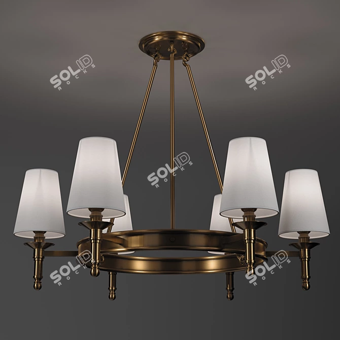 Bronze Ceiling Lamp, Owen Lyca: Elegant White Fabric Shade 3D model image 4