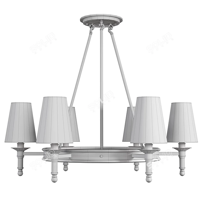 Bronze Ceiling Lamp, Owen Lyca: Elegant White Fabric Shade 3D model image 5