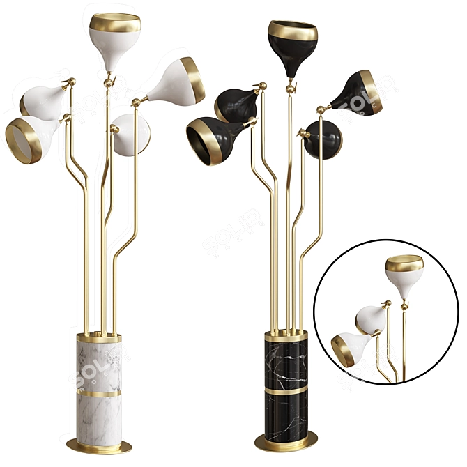 Modern Brass Hanna Floor Lamp 3D model image 1