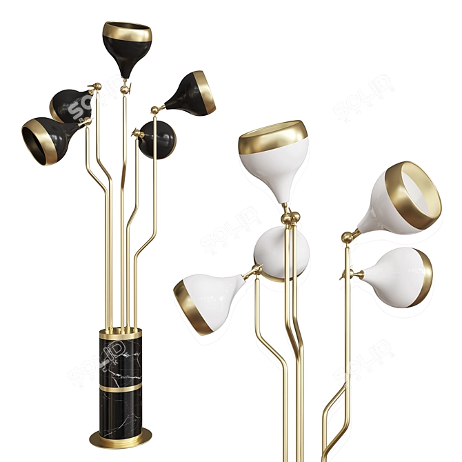 Modern Brass Hanna Floor Lamp 3D model image 2