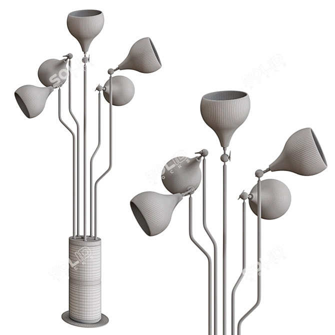 Modern Brass Hanna Floor Lamp 3D model image 3