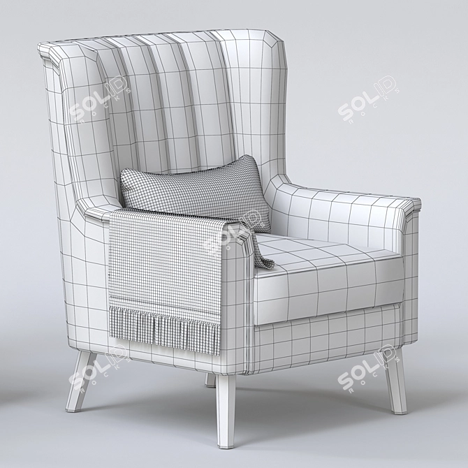 Elegant Grey Velvet Armchair 3D model image 5