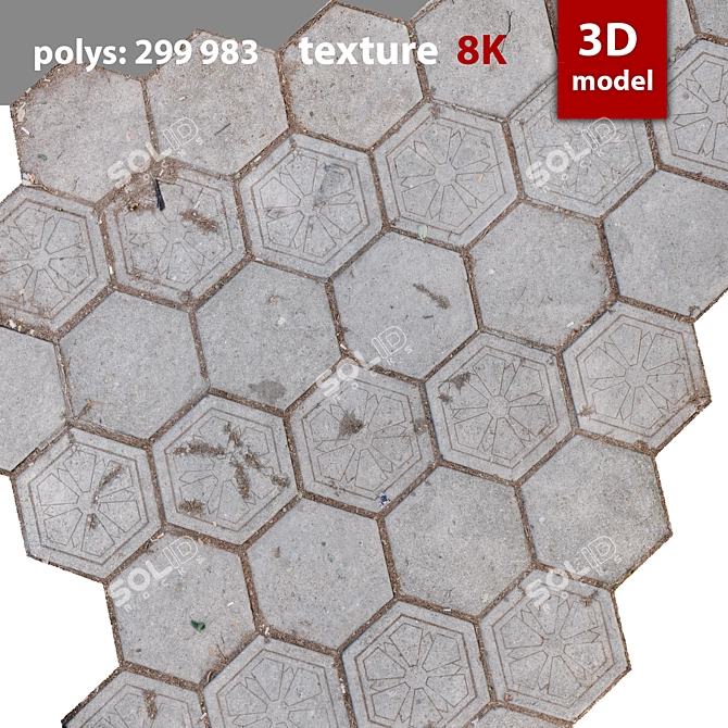 High-Quality 8K Paving Stone 3D model image 2