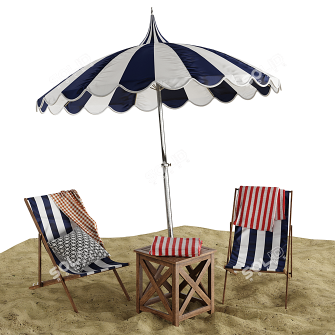 Ocean Breeze 7-Piece Outdoor Beach Lounge Set 3D model image 1