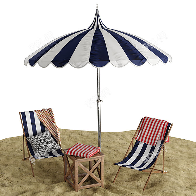 Ocean Breeze 7-Piece Outdoor Beach Lounge Set 3D model image 2