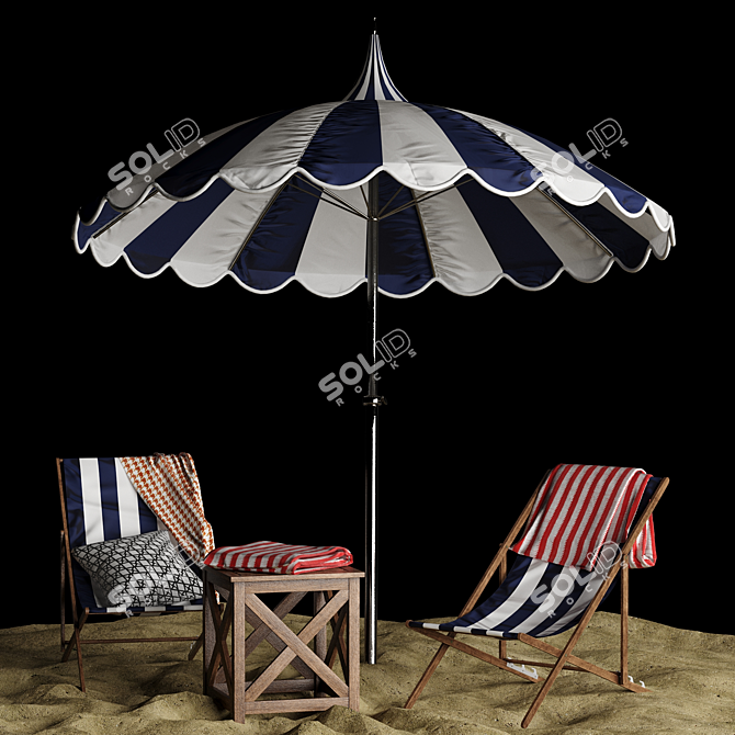 Ocean Breeze 7-Piece Outdoor Beach Lounge Set 3D model image 3