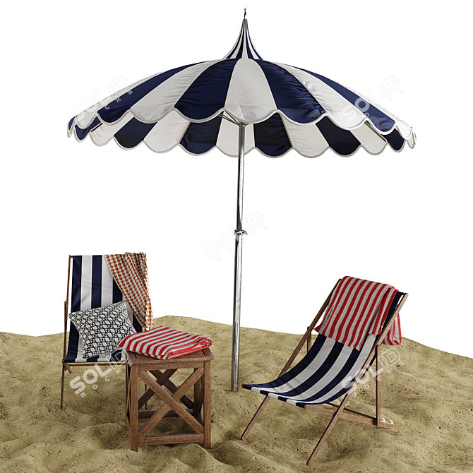 Ocean Breeze 7-Piece Outdoor Beach Lounge Set 3D model image 4