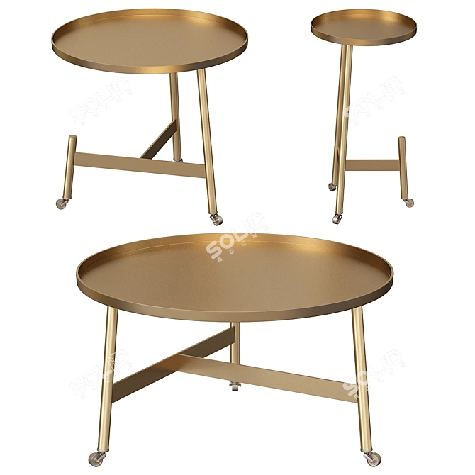 Gilded Rollaway Round Coffee Table 3D model image 1