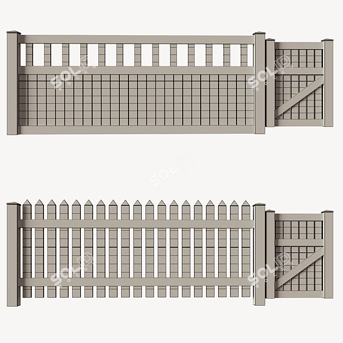 Versatile PVC Fence Set & Wicket 3D model image 3
