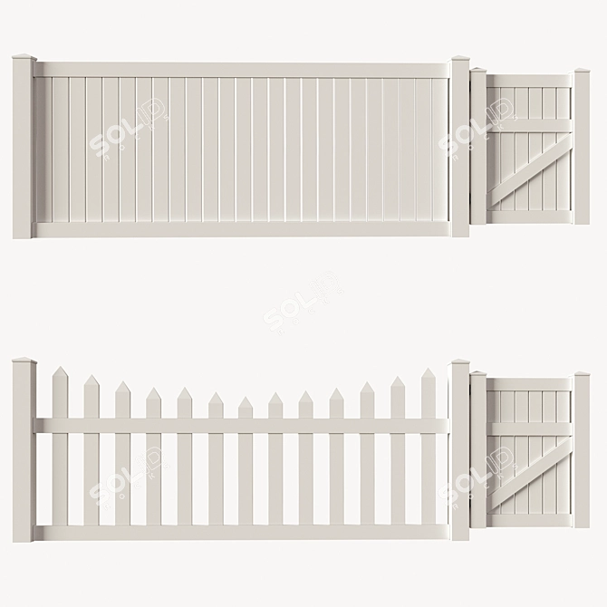 Versatile PVC Fence Set & Wicket 3D model image 4