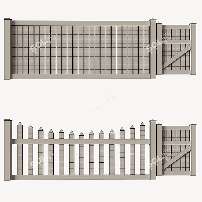 Versatile PVC Fence Set & Wicket 3D model image 5
