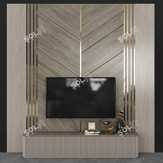 Modern TV Wall with 55" Screen 3D model image 1