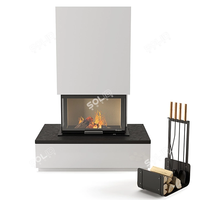 Creameng Shiloh Fireplace: Elegant, Stylish, and Functional 3D model image 3