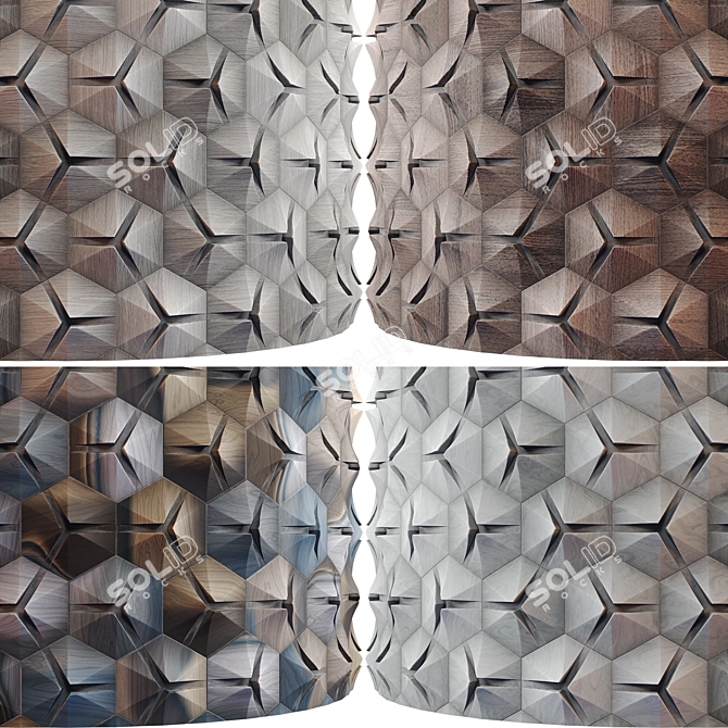 Wooden 3D Panel 04: Seamless PBR Texture 3D model image 2