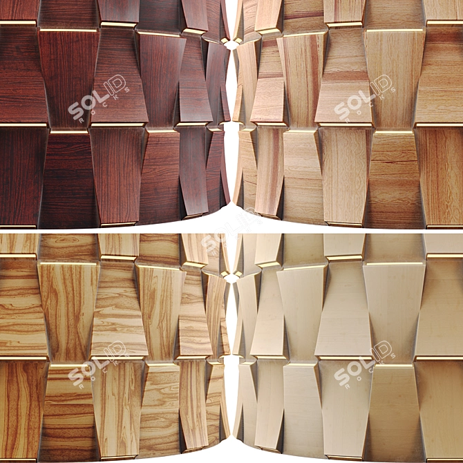 Wooden Striped 3D Panel: PBR, 4K, Seamless 3D model image 2