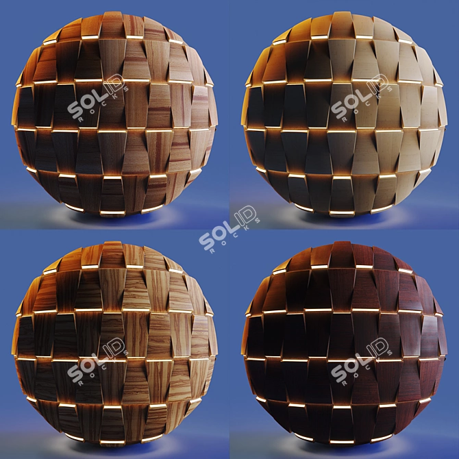 Wooden Striped 3D Panel: PBR, 4K, Seamless 3D model image 4