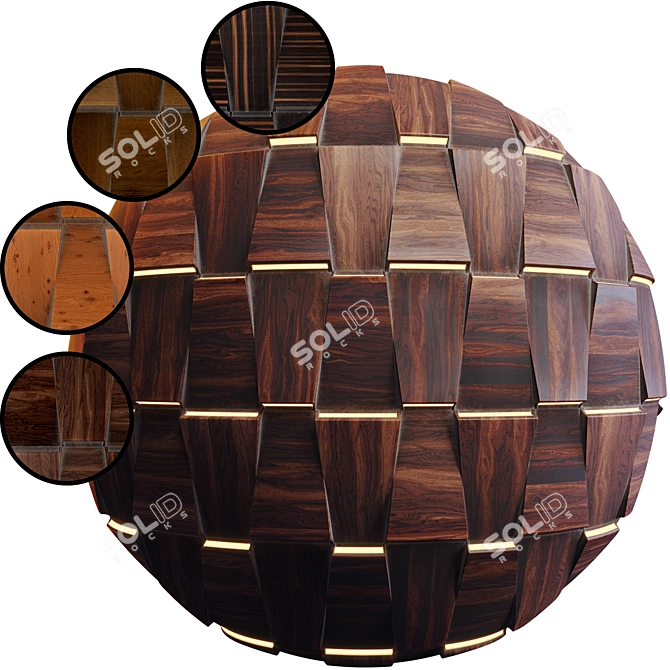 Wooden 3D Panel Crafted in PBR 3D model image 1