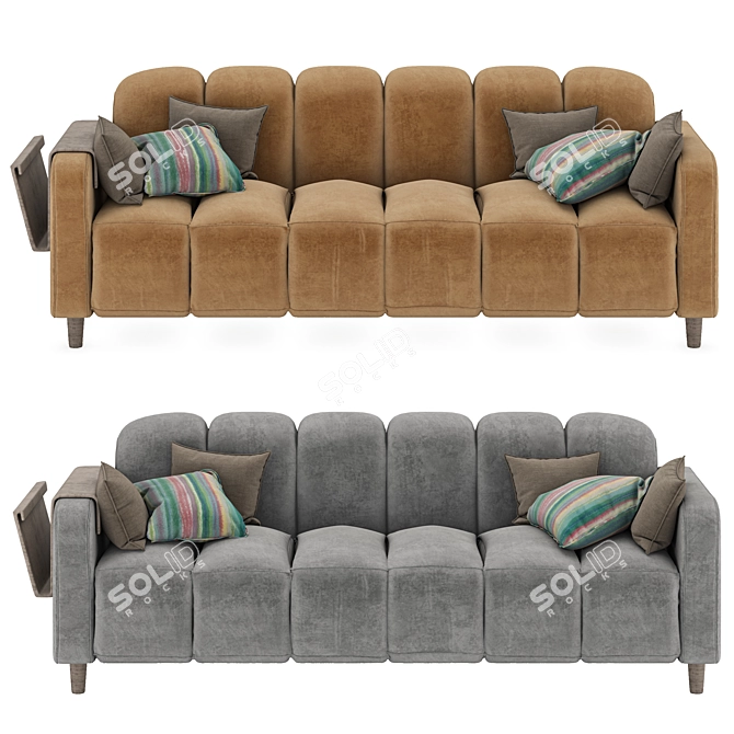 Modern Velvet Tufted Sofa 3D model image 1