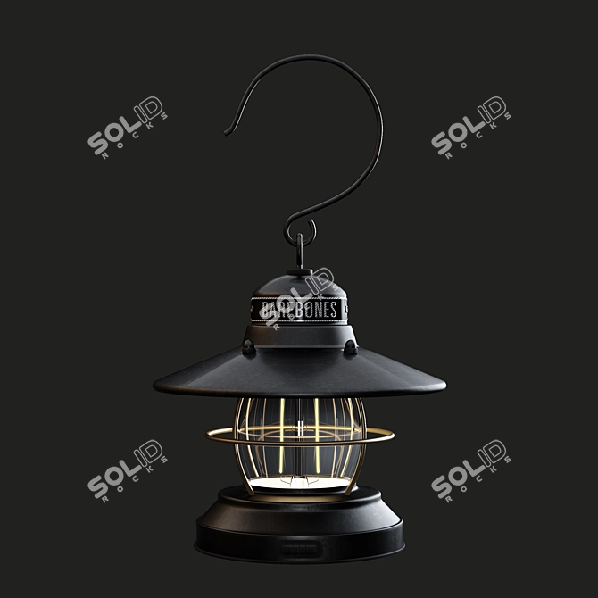 Vintage Edison Lantern - Rust-Resistant Steel 3D model image 1