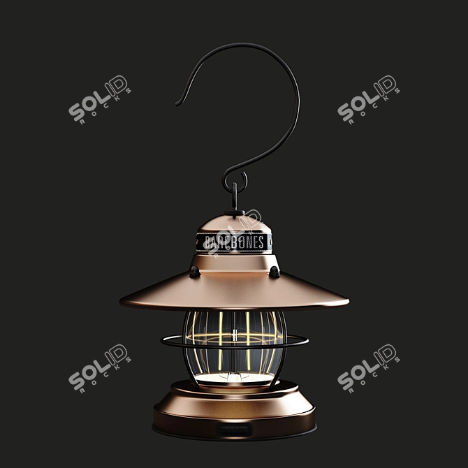 Vintage Edison Lantern - Rust-Resistant Steel 3D model image 2