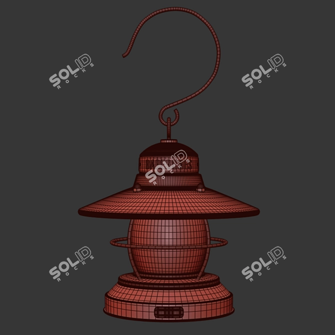 Vintage Edison Lantern - Rust-Resistant Steel 3D model image 4