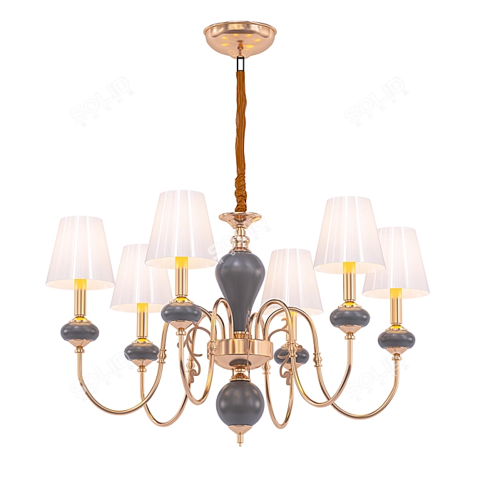 Modern American Style Chandelier with Textile Shades 3D model image 1