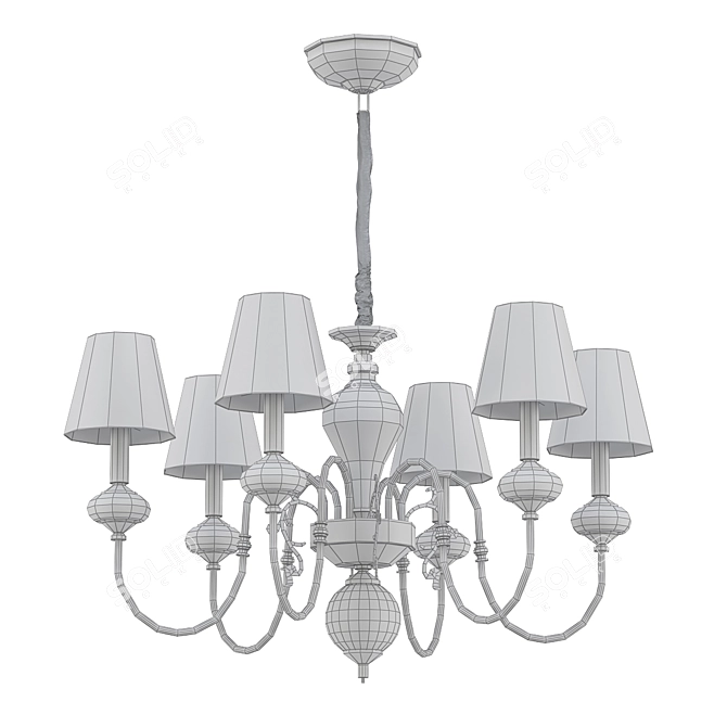 Modern American Style Chandelier with Textile Shades 3D model image 2