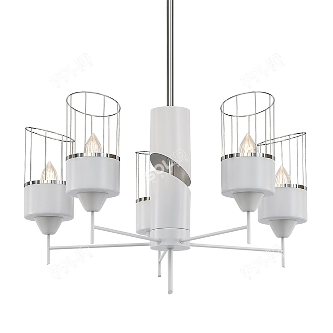 Asymmetric Glass and Metal Mesh Chandelier 3D model image 1